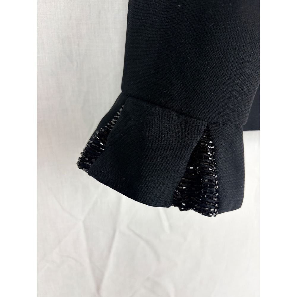 R&M Richards Womens Black Open Front Evening 14P Jacket Beaded Flare Cuff Blazer - Picture 9 of 13